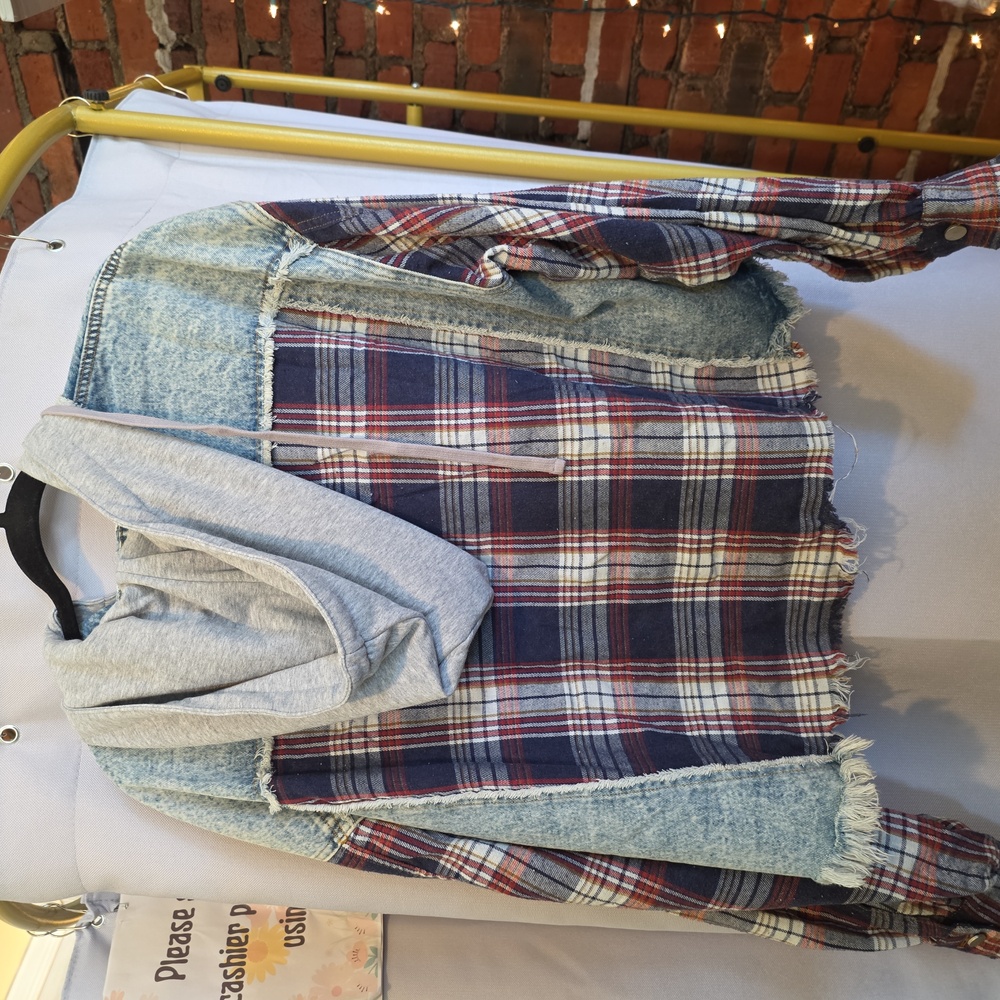 Oli & Hali Blue and Red Plaid Jean Jacket